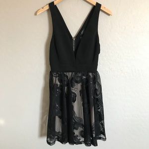 Black Lace Dress with Back Cutouts